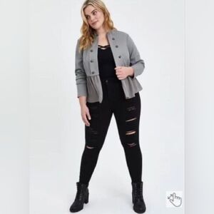 Torrid Gray Jacket With Chiffon Waist Border